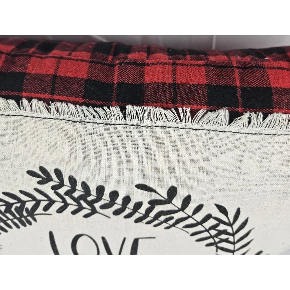 Stratford Home Buffalo Plaid Pillow Love‎ Peace Joy Christmas Holiday Decor